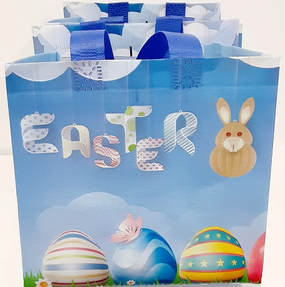Easter Reusable Totes Bag Blue Gift Kid Egg Bags - Home Party Supplies 2 For $13